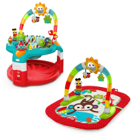 Centru de joaca cu activitati 2 in1 Bright Starts Lights Activity Gym RED cu salteluta lumini si sunete Centru de joaca cu activitati 2 in1 Bright Starts Lights Activity Gym RED cu salteluta lumini si sunete